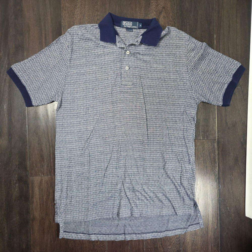 Vintage Polo Ralph Lauren Shirt Geometric All Over Print Mens Medium Hong Kong